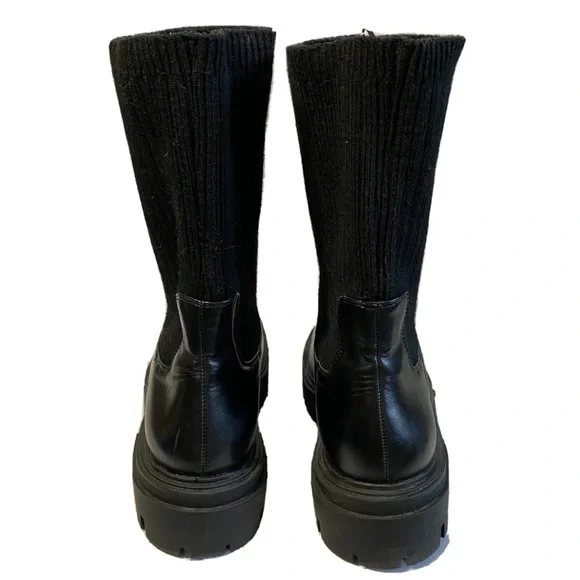 ZARA Lug Sole Chelsea Sock Boot In Black - Picture 5 of 8